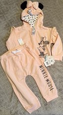 Disney Minnie Mouse Toddler Pale Pink 2-Pece Sweat Suit Hooded Ears Size 18Mo