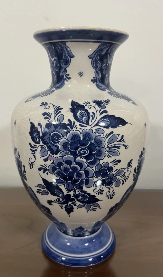 Delfter blaue Keramik Vase - Niederlande - 80er Jahre - Delfter Holland 10,25" hoch.