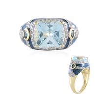 Cavill Ring 5,4Ct Himmelblauer Topas Sterlingsilber Vergoldet Damen