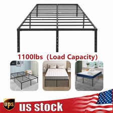 Heavy Duty 18" Full Size Metal Bed Frame Sturdy Iron Platform Slat Support Black