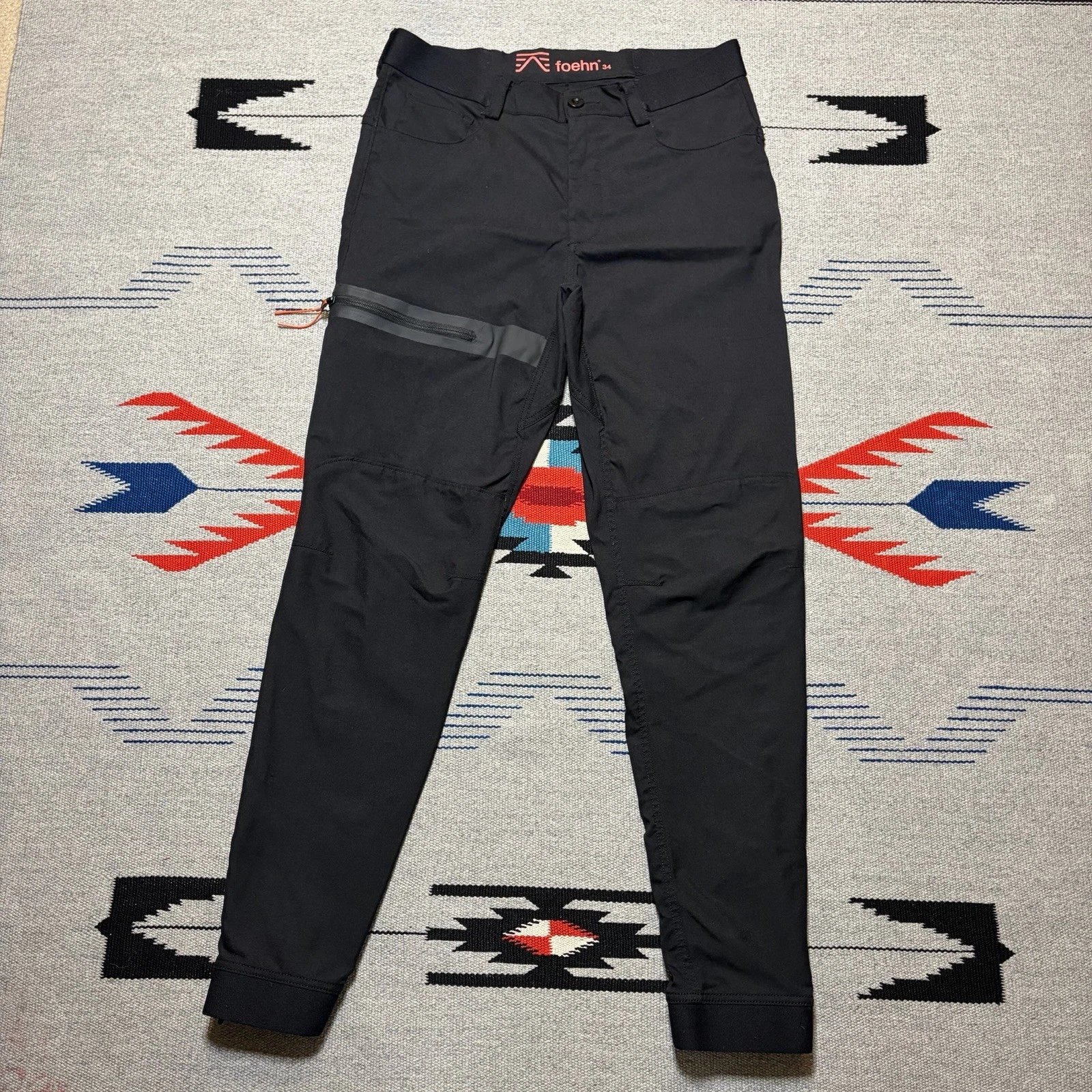 Foehn Pants 34 Black Brise Schoeller Hiking Performance Tech Tapered Ankle Zip