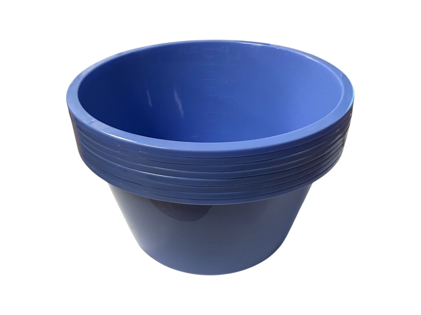 8 Blue Plastic Graduated Mixing Bowls 1400ml / 48oz Measuring Utility Bowls
