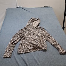 C&C California Leopard Print Twist Front Hooded Sweatshirt Womens Size Medium