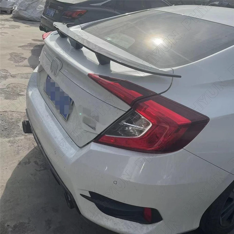 Sedan Car Rear Top Modified Wing Glossy Carbon Fiber Look Sport Style Universal Foto 2 de 4