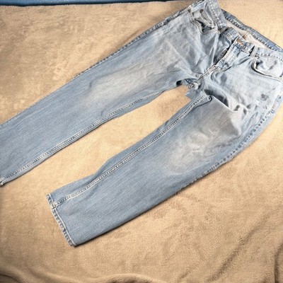 Old Navy Athletic Fit Jeans Mens 38x32 Light Wash Blue Denim Stretch Tapered Leg