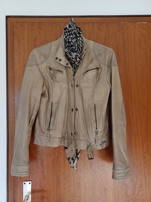 Damen Lederjacke Gypsy Größe L taupe mit Reißverschluss - NEUWERTIG