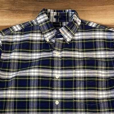J.Crew Slim Fit Oxford Shirt Mens Medium Plaid Button Down Navy Green C4283