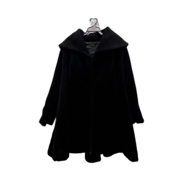 Comma Womens Large Collared Wool Coat Black Size 4 Plush Warm Outerwear
