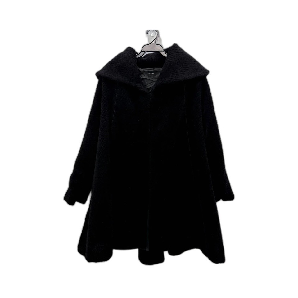 Comma Womens Large Collared Wool Coat Black Size 4 Plush Warm Outerwear