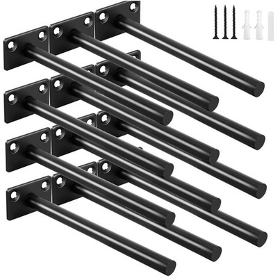 Modern Black Floating Shelf Mounts, Pack of 12