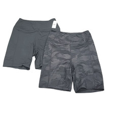 Danskin Womens Pull On Cross Waist Bike Shorts Medium Size Black Camo Print