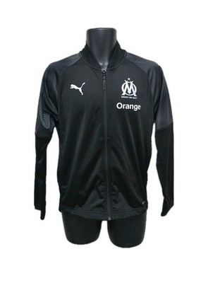 Marseille Fußball Trainingsjacke Puma schwarz durchgehender Reißverschluss Oberteil Herren Größe UK XS 