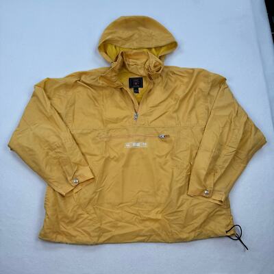 Vintage American Eagle Jacket Size Large Yellow Windbreaker Rain Pullover Hooded