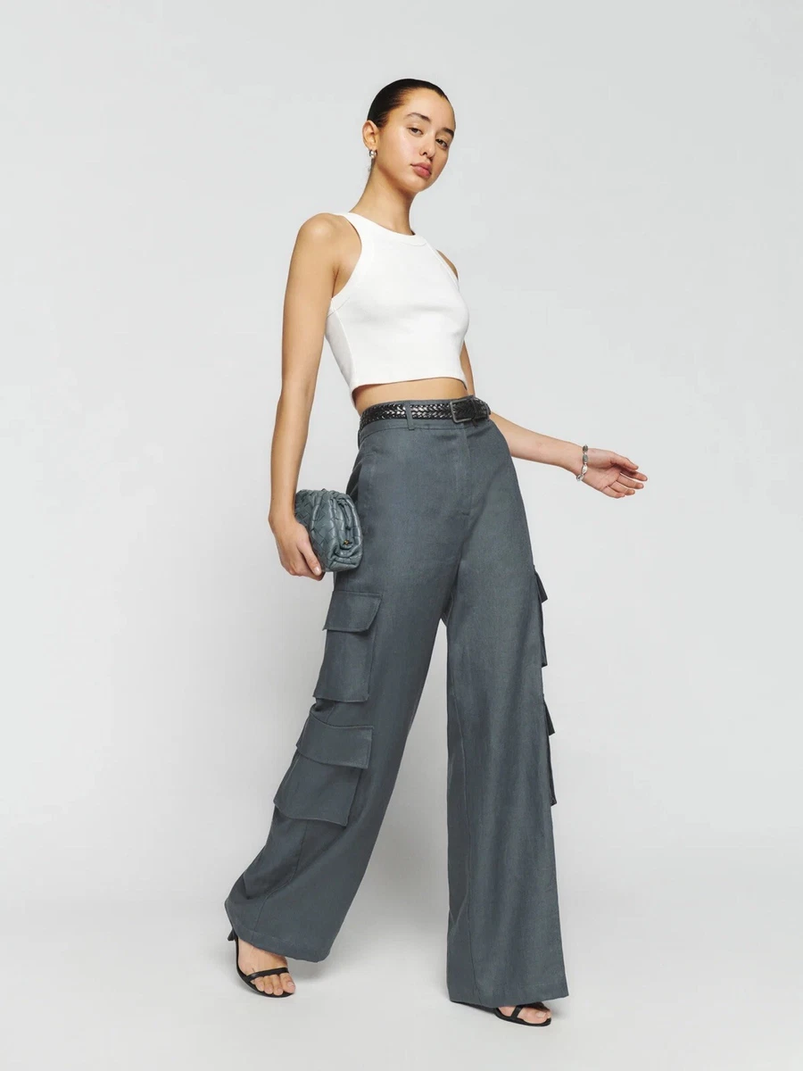 NWT Reformation Mateo Linen Pant Slate