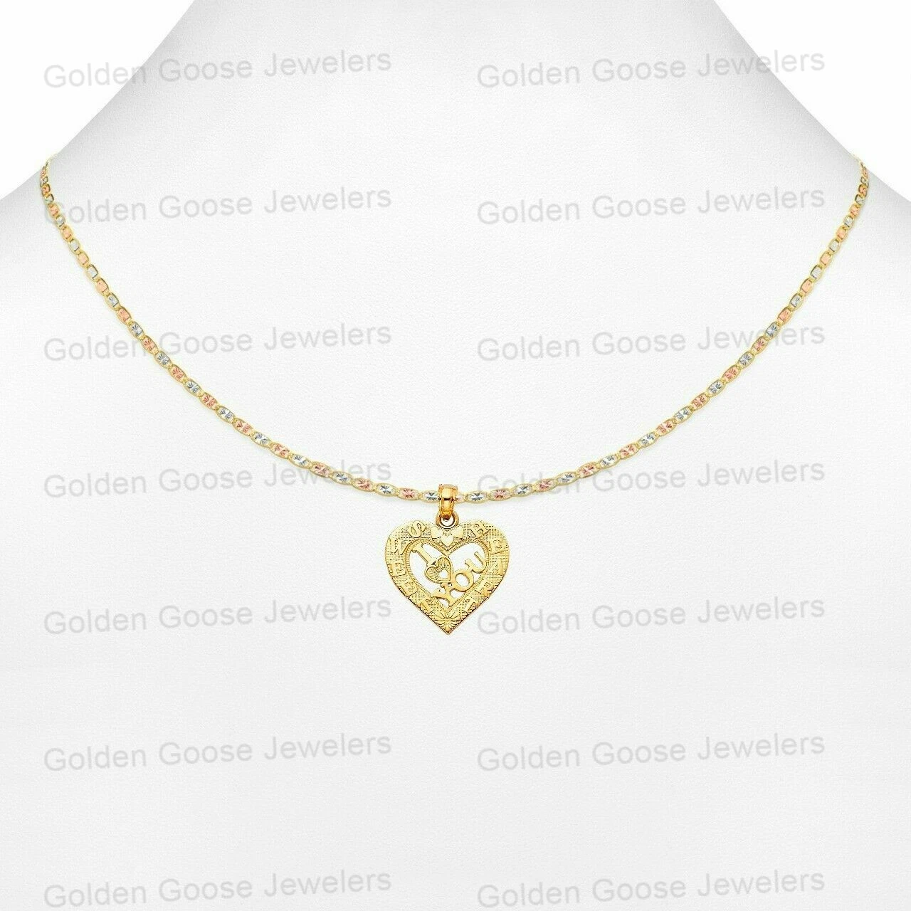 Ciondolo ciondolo cuore donna vero oro giallo 14 kt ti amo catena Valentino