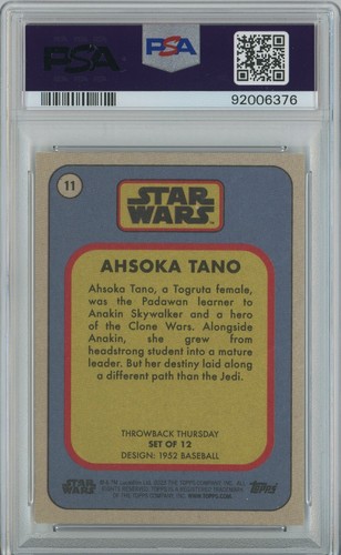 AHSOKA TANO (PSA 10) 2023 Topps Star Wars Throwback Thursday TBT #11 Variation - Picture 2 of 2