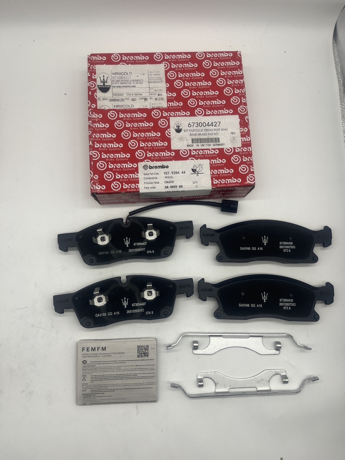 New Maserati Levante Base Front & Rear Brake Pads - Genuine