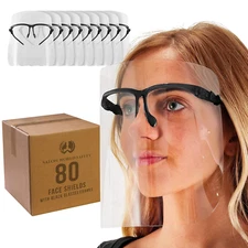 Salon World Safety Face Shields with Black Glasses Frames (20 Packs of 4) - Ultr