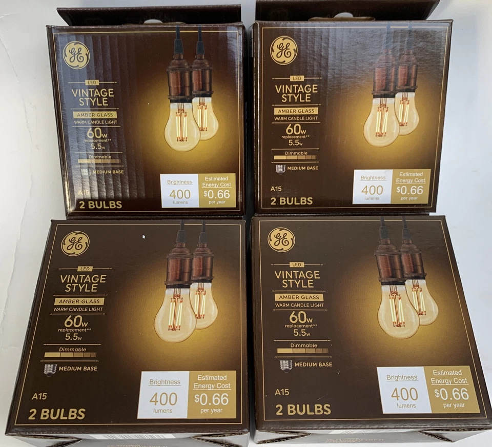 GE LED Medium Light Bulb Vintage Amber Glass Dimmable 5.5W Replaces 60W, 8PK - Image 2 of 4