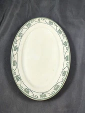 Vintage Oval Syracuse China O.P. Co.  8x5.5" Green Design Oval Plate Dish Rare