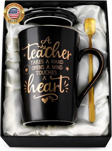 Best Teacher Appreciation Gifts for Men Women, 14Oz Unique Black Ceramic Teacher