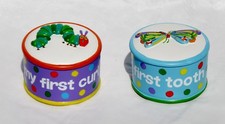 NIB SET OF 2 ERIC CARLE'S VERY HUNGRY CATERPILLAR 1st CURL TOOTH TRINKET BOXES