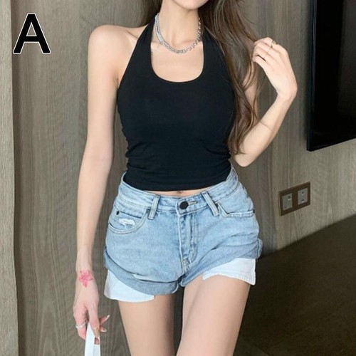 Tank Top, Backless with Built-in Bra Pads Sling Vest Top Q9C7 Y5T3 X1V3 G2K I5R6 - Picture 6 of 18