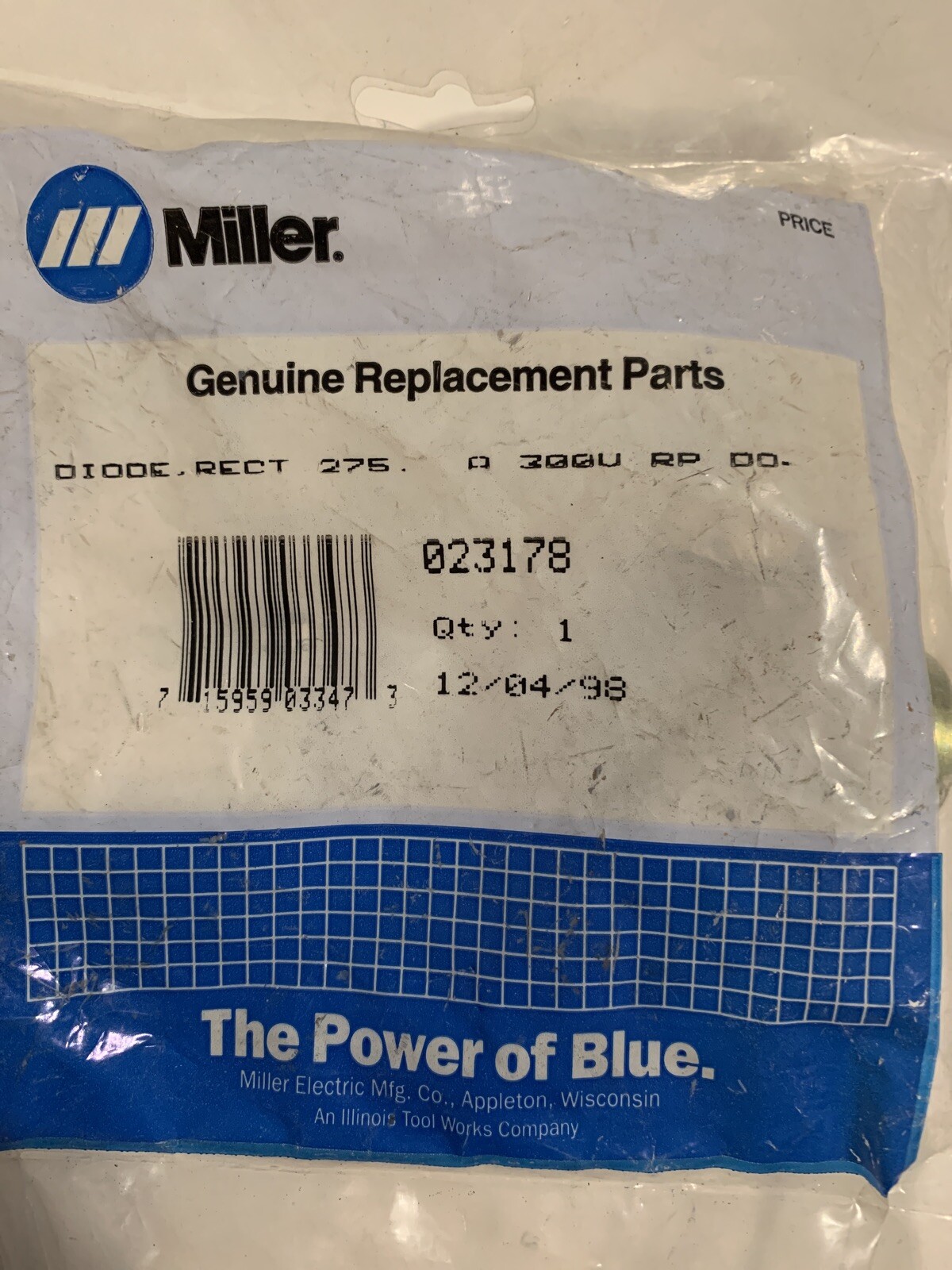 Miller 023178 Diode, Rect 275. A 300V RP DO. (NOS) | eBay
