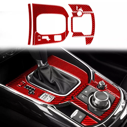 27Pcs Red Carbon Fiber Interior Full Set Panel Trim Cover For Mazda CX-9 2016-23 - Picture 11 of 18