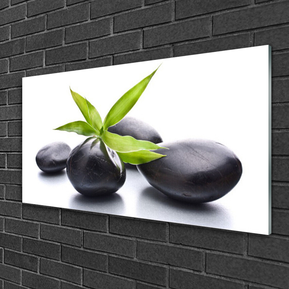 Impression sur verre Feuilles et Pierres 100x50 pour une ambiance zen dans votre chambre