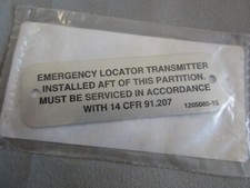Cessna Aircraft Placard, P/N 1205085-15 (TA) New Surplus