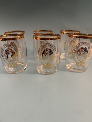 6 Vintage Coors Vintage Double Shot Glass-Gold Rim  Spring Water Brewed Beer 3 