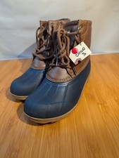 Sperry Port Boots Boy's 3M Brown Waterproof Duck Bootie Youth Lace Up U07
