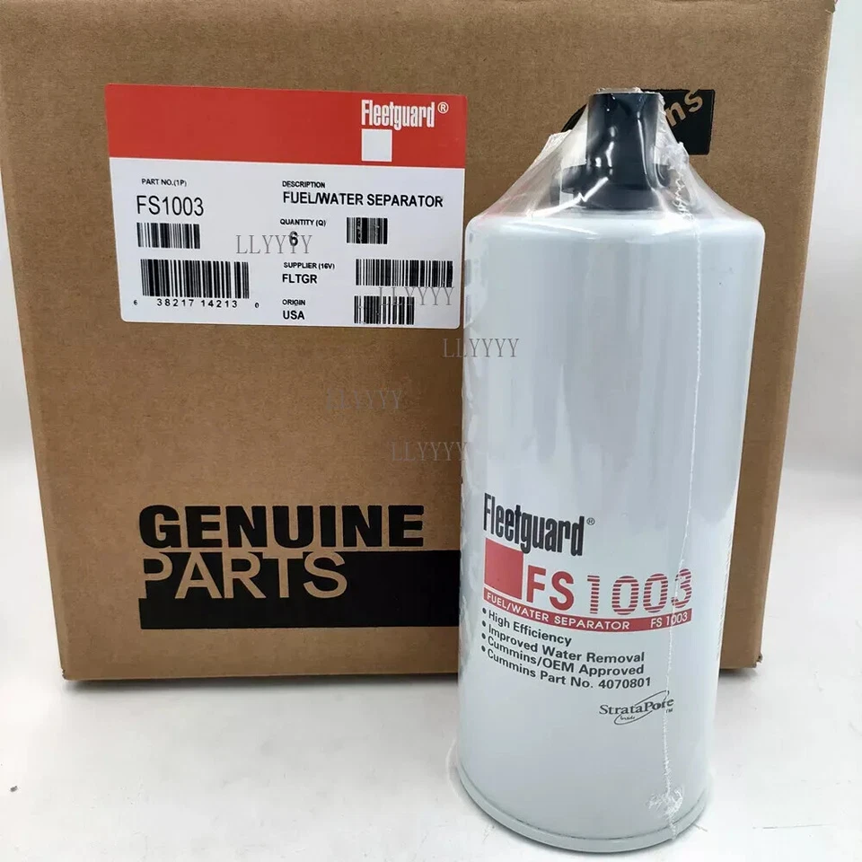 6X Genuine FleetGuard Fuel Filter with Water Separator Part Number FS1003 - Image 2 of 4