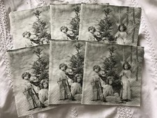 6 Single paper decoupage napkins Christmas Sagen 25cm x 25cm Black and White
