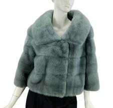 New Gucci Gray Blue Mink Cape Jacket Italian 38 Oversize