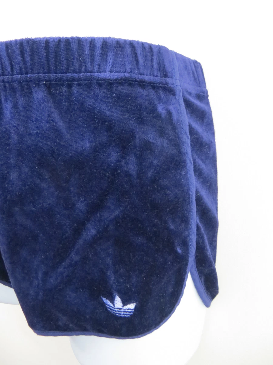 Adidas Ladies 70s 80s Velour Shorts Vintage Vtg Blue 1980 Retro Women D34 8 6 XS