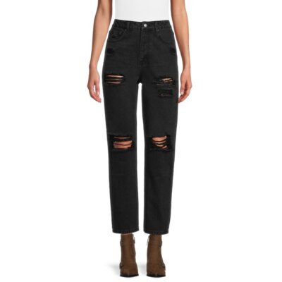 No Boundaries Juniors' High Rise 90's Jeans Black Size