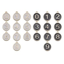 0-9 Number Alloy Double Sided Enamel Digit Pendant for DIY Jewelry Making