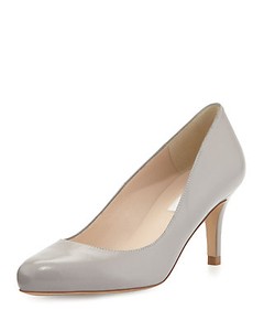 gray pumps low heel