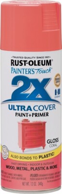 CASE OF (6) RUSTOLEUM 283189 ULTRA COVER 2X GLOSS CORAL SPRAY PAINT