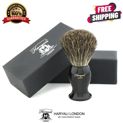HARYALI LONDON Men Pure Black Badger Hair Brush Bristle Quality Shaving Brush