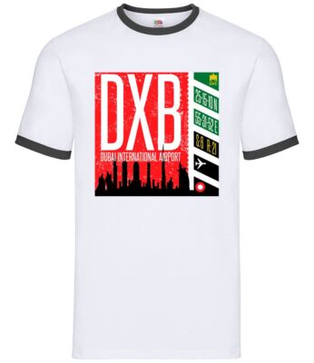 Dubai Airport Code - Mens Ringer - Holiday DXB Airport UAW Middle East
