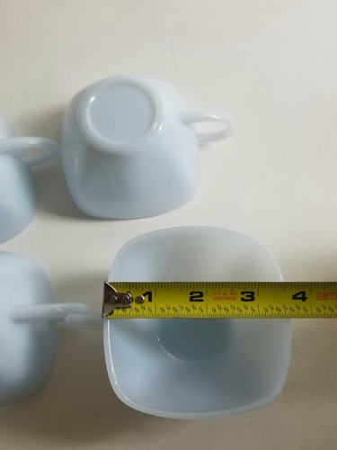 4 Fire King Delphite Blue Azurite CHARM Square Coffee Tea Cups Vintage - Picture 6 of 6
