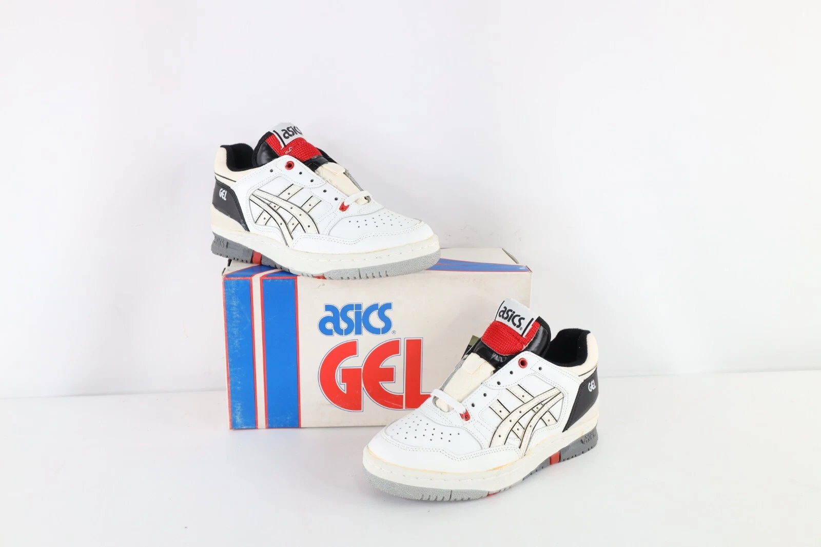 Scarpe sneakers NOS vintage anni 90 Asics uomo 6 5 Spell Out Gel Extreme Lo bianche così come sono