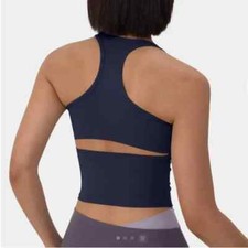 Halara Peacoat Blue Cloudful Racerback Cut Out Tank Top Sports Bra XS NWT