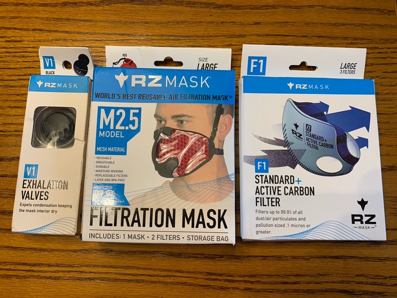 New RZ Mask M2.5 Red size L with 5 total filters, 2 extra valves, storage bag