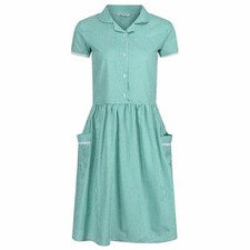 GIRLS GINGHAM SCHOOL SUMMER DRESS WITH POCKETS AND LACE DETAIL AGE 3-12Y