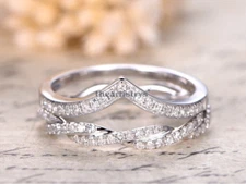 Moissanite Eternity Wedding Bands 1 Carat Round Cut Solid 14K White Gold