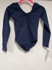 Body Wrappers BWC126 Navy Girl's Large 12-14 Long Sleeve Leotard NWT